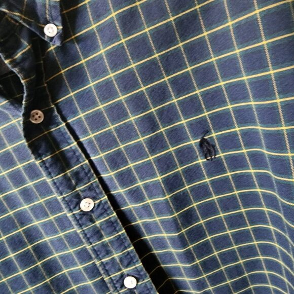 Ralph Lauren Classic Fit Green Yellow Blue Plaid Long Sleeve Button Up Shirt XXL - Picture 8 of 10